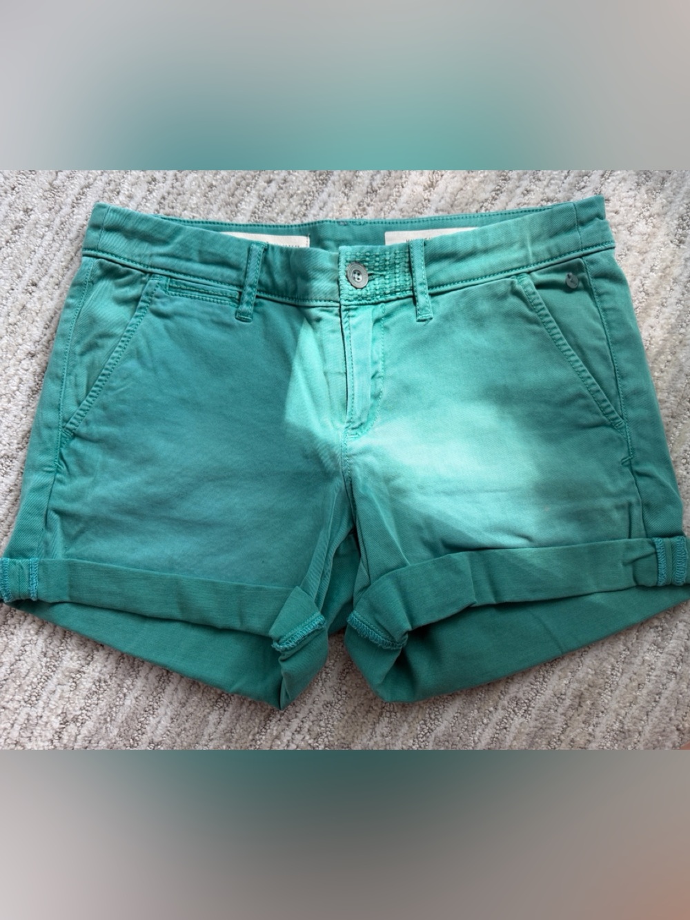 Pilcro and the Letterpress Teal Roll-Cuff Cotton Shorts